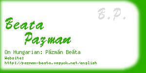 beata pazman business card